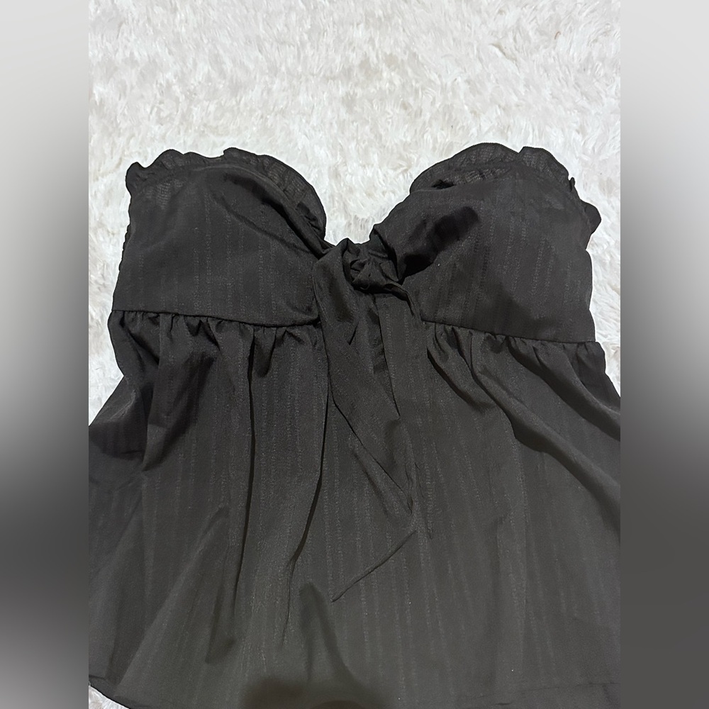 🇺🇸 Sale Black Strapless Tie-Front Top